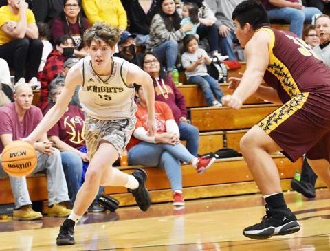Robbinsville sophomore Donovan Carpenter drives to the paint during Feb. 12's Smoky Mountain Conference Tournament quarterfinal against Cherokee. Photo by Kevin Hensley/sports@grahamstar.com