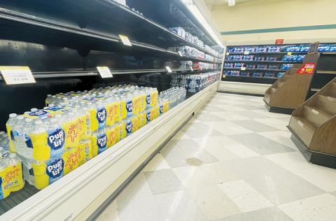 Ingles in Robbinsville scrambled to remodel a corner of its store for the sale of beer and wine after November’s election, but delays with the permit forced the market to fill the space with water. That will not be the case for much longer, though. Photo by Randy Foster/news@grahamstar.com