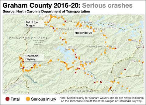 These maps illustrate recent data on fatal and serious-injury crashes in Graham County. Maps by Randy Foster/news@grahamstar.com