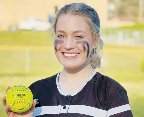 Robbinsville senior Sarah Gibby became the latest Lady Knight to smash a home run this season Fridday. Her career first at Swain County was a memorable one: a grand slam in the top of the third. Gibby finished the day with six RBIs, as the Lady Knights prevailed 14-1. Photo courtesy of Robbinsville High School Softball