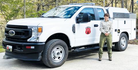 Jade Teasdale was recently named Graham County’s first-ever female “smokechaser.” Photo courtesy of Frank Cline/N.C. Forest Service