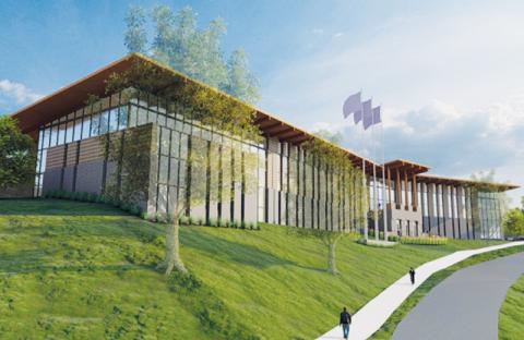 An architectural rendering shows a conceptual plan for a new Graham County Justice Center off West Fort Hill Road. Graphic courtesy of Heery Design, Orlando, Fla.