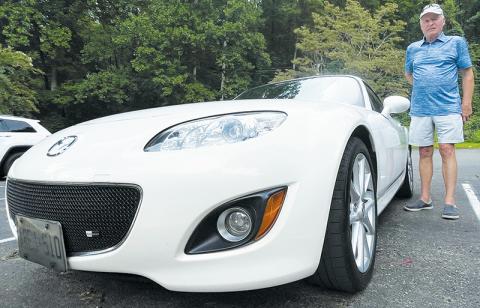 Dave Crouch of Fort Erie, Ontario, Canada, drove for three days to make it to  Fontana Village in his 2011 Miata. Photo by Randy Foster/news@grahamstar.com