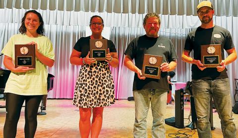 The winners for the inaugural “Graham County’s Got Talent” fundraisers were (from left): Helen Ward, pop; Megan Brooks, gospel; Tracy Kirkpatrick, instrumental; and Gage Hill, country/bluegrass. Not pictured is Ariana Roberts, dance. Photo by Randy Foster/news@grahamstar.com