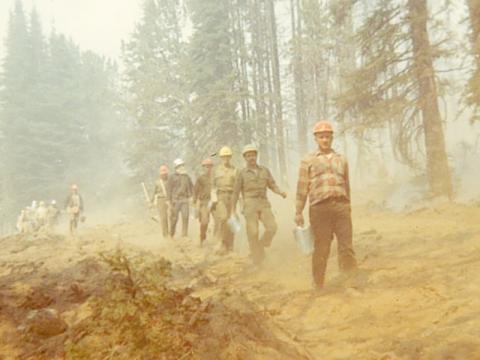 Firefighters in Washington State during August 1970. Photo by Marshall McClung/The Graham Star