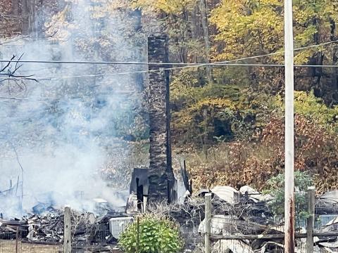 A residence off Beech Creek Road was completely destroyed by an Oct. 16 fire. One of the occupants passed away inside the home. Photo by Kevin Hensley/editor@grahamstar.com