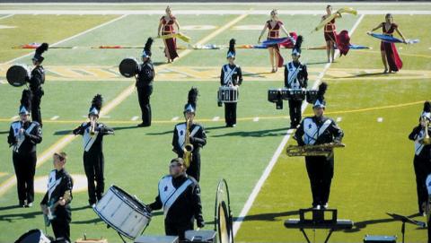 The Black Knights Marching Band performs its 2022 show, “Valhalla,” at A.C. Reynolds’ Cedar Cliff Classic on Oct. 8 in Asheville. The regiment has been turning heads all year with its spirited performances and a wave of enthusiasm – and the hard work has paid off with numerous accolades collected at two competitions. Photos courtesy of Robbinsville High School Band