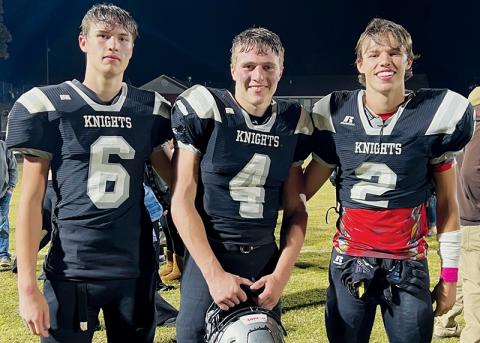 A trio of cousins – Bryce, Cuttler and Brock Adams (from left) – sparked Robbinsville’s defensive and offensive fortunes during the second half of Friday’s 30-13 conference win over Cherokee. Photo by Kevin Hensley/sports@grahamstar.com