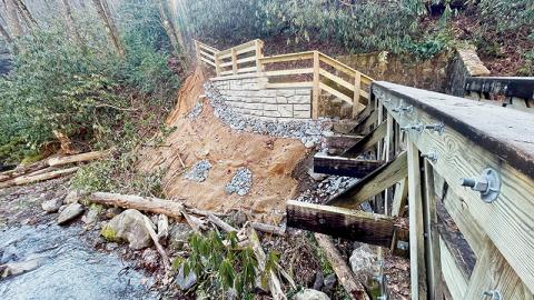 This newly-rebuilt section allowed the full Lower Loop Trail at Joyce Kilmer Memorial Forest to reopen Saturday. Photo by Randy Foster/news@grahamstar.com