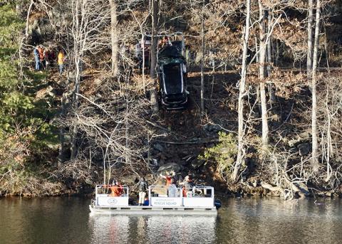 An SUV was pulled from Lake Santeetlah around 5 p.m. today, after crashing into the water overnight. The N.C. Highway Patrol confirmed to The Graham Star on Thursday evening that 23-year-old Robbinsville resident Jose Alfredo Moreno-Romero passed away in the accident. Photo by Randy Foster/news@grahamstar.com