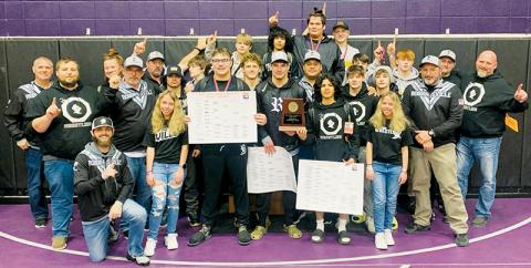 The Robbinsville Black Knights take a moment to soak in their 1A Western Regional Championship victory, after prevailing over the rest of the field at Mitchell High School last weekend.