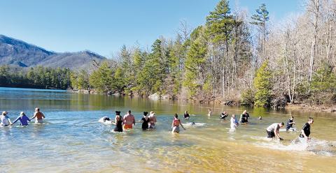 The Polar Plunge returned Feb. 18, the first time the frigid event had been held since the start of the COVID-19 pandemic. Photo courtesy of Graham County Schools