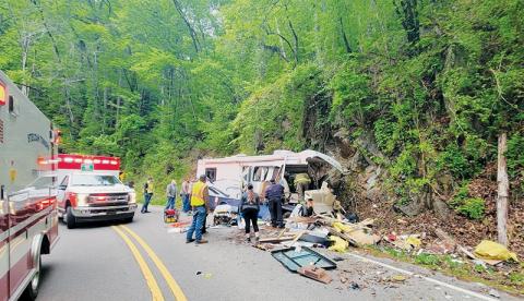 An Oklahoma man passed away over the weekend from injuries sustained in this recreational vehicle crash in Fontana Dam on April 26. Photo courtesy of Warner Deyton
