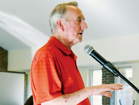 David Artiss, owner of Mountain Manor Hotel in  Robbinsville, discussed an alternative location for the long-discussed Graham County Justice Center at the the board of commissioners meeting April 18. Photo by Kevin Hensley/editor@grahamstar.com
