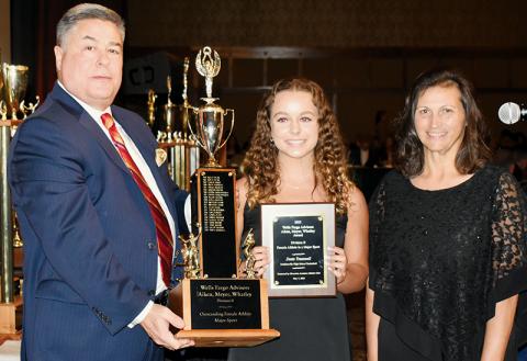 Lady Knights senior Desta Trammell was named as the 2023 Wells Fargo Advisors/Aiken, Meyer, Whatley Division II Female Athlete of the Year, Major Sport at Sunday’s WNC Sports Awards Banquet. Photos by Kevin Hensley/sports@grahamstar.com