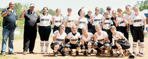 The Robbinsville Lady Knights relish in the moment after winning their 14th Smoky Mountain Conference title Saturday at Hiwassee Dam. Photo by Kevin Hensley/sports@grahamstar.com