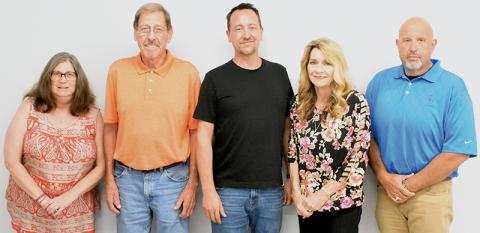 The Graham County Board of Elections met for the first time since its unanimous reappointment Monday. From left are Teresa Eller, secretary; Lowell Crisp, member; Billy Ditmore, member; Juanita Colvard, chair; and Keith Rogers, vice chair. Photo by Kevin Hensley/editor@grahamstar.com