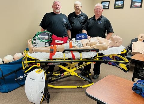 Paramedic Jay Chastain, EMT Jon Marsh and Graham County EMS Captain/Paramedic Leon Allen (from left) stand with several recent purchases the county has made to better serve first responders when called into service. In totality, the items pictured are worth over $80,000. Photos by Kevin Hensley/editor@grahamstar.com