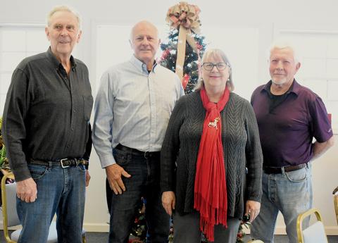 The new Lake Santeetlah council was sworn in Monday. From left are Ralph Strunk, Kevin Haag, Diana Simon and Keith Predmore. Jim Hager – who was appointed as finance officer – was not present. Photo by Ruby Annas/news@grahamstar.com