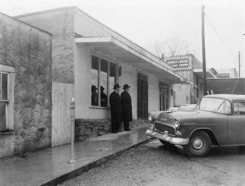 A shot of downtown Robbinsville in the 1950s, during the era where a Catholic Church was first established in Graham County. Photo courtesy of Lucy Putnam
