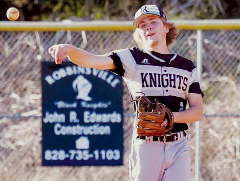 Graylen Orr fires a ball to first during Monday’s conference opener against Swain. Orr manned the hill in Robbinsville’s first win of the season last week. Photo courtesy of Miranda Buchanan/Robbinsville High School Yearbook