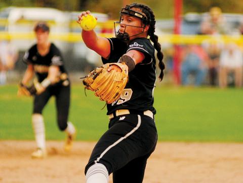 Robbinsville’s Naomi Taylor winds up during her relief appearance in Game 1 of the 1A Western Regional Finals on Tuesday. Photo courtesy of ZWC Sports
