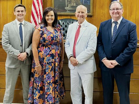 On-hand for the launch of the new eCourts system Monday in Graham County were (from left) North Carolina Administrative Office of the Courts Director Ryan Boyce; Graham County Clerk of Court Tammy Holloway; North Carolina Supreme Court Chief Justice Paul Newby,; and N.C. Administrative Office of the Courts Chief Business Officer Brad Fowler.