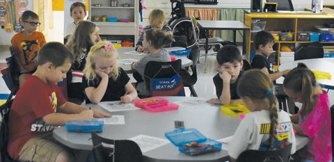 Students in Ivy Odom’s first grade class were busy Monday morning, utilizing school supplies that included those donated as part of a district-wide effort. Photos by Kevin Hensley/editor@grahamstar.com