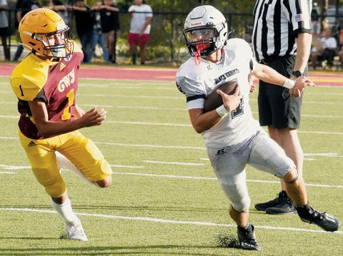 Cameron Allison ran wild on defense for the Black Knights during Sept. 5’s Smoky Mountain Conference opener at Cherokee, scoring on an interception and punt return in Robbinsville’s trouncing of the Braves. Photos by Kevin Hensley/sports@grahamstar.com