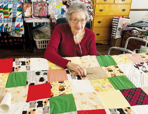 Dorothy Rogers remains busy almost daily by continuing an almost life-long hobby of quilting. Photo by Latresa Phillips/The Graham Star