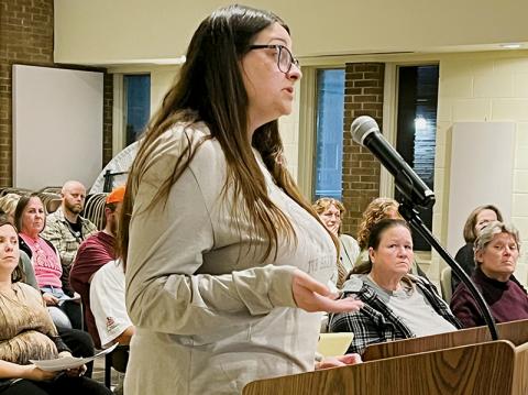 Graham County Animal Refuge President Brittney Holder addresses the lack of local animal control at Tuesday’s board of commissioners meeting. Photos by Kevin Hensley/editor@grahamstar.com