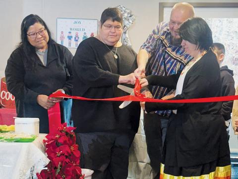 A ribbon cutting was held as part of Monday’s Snowbird NEST Open House. From left are Janell Rattler, Leslie Oswalt McEntire, Erik Oswalt and Jazlyn McEntire. Photos by Latresa Phillips/The Graham Star
