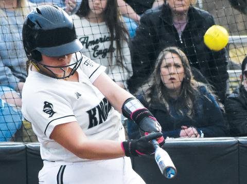 Dreylee Webster drives the ball during Friday’s loss to Enka. Photo by Lexie Anderson/The Graham Star