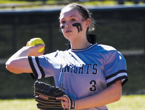 Shortstop Myah Winfrey looks to make the out at first during March 18’s home game against Andrews. Photo by Lexie Anderson/The Graham Star