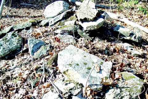 The remains of the stone chimney at the Conley home place.