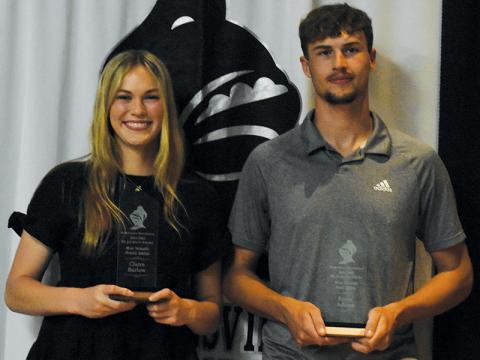 Claire Barlow and Bryce Adams were named Robbinsville High School’s respective female and male Most Valuable athletes at May 15 R-Club Banquet. Photo by Kevin Hensley/sports@grahamstar.com