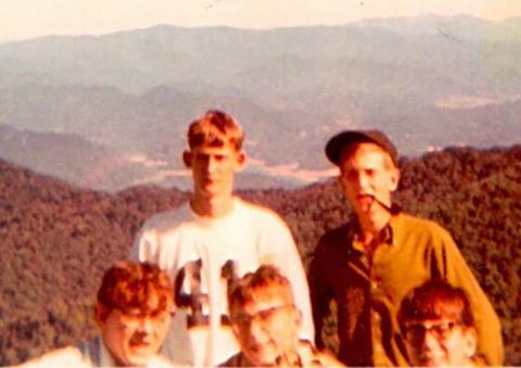 Shown atop the Hangover in October 1970 are (front row, from left): Tony Colvard, Jackie Gibbs and Danny Siler. Back row are Marshall Brooks (left) and David Hollifield. Photo courtesy of Hoot Gibbs
