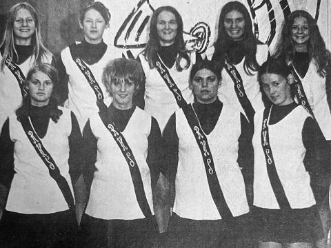 The Oct. 2, 1970 edition of The Graham Star featured a photo of the Lady Knight cheerleaders. Front row (from left) are Betty Davis, Marilyn Phillips, Lisa Phillips and Glenda Perkins. Back row (from left) are Linda Waldroup, Martha Collins, Captain Sandy Phillips, Cathy Orr and Julie Pullium.