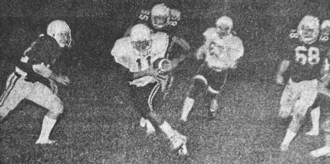 Black Knights quarterback Lamar Shuler charges for a first down during Oct. 2, 1980's game against Hayesville.