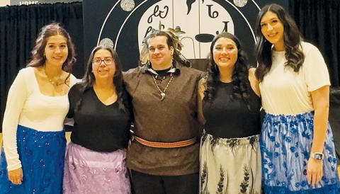 Five new members of the Eastern Band of Cherokee Indians graduated from the Cherokee Language learners program Sept. 25. From left are She-li "Seli" Lewis; April "Svgta" Johnson; Jack "Uwetsi" Cooper; Desiree "Kiyug" Turpin; and Kyla "Kali" Millsaps. Photos by Latresa Phillips/The Graham Star