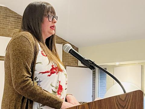 Graham County Animal Refuge President and B's Pet Grooming Owner Brittney Holder addresses commissioners during Nov. 18's workshop session. Photo by Kevin Hensley/editor@grahamstar.com