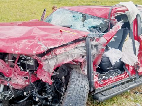 This is all that remains of a 2021 Toyota 4Runner that was involved in a two-vehicle accident Friday on Tallulah Road.