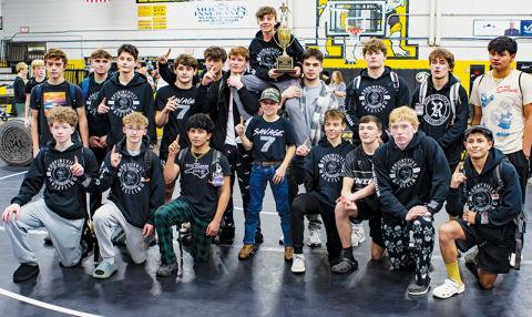 The Robbinsville Black Knights went 5-0 at Saturday's Smoky Mountain Conference Duals Tournament to capture the divisional championship. Photo by Cannon Crompton/Cherokee Scout