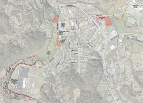 Though still in the planning stages, this is an early overview of the Robbinsville  Greenway – which would connect Robbinsville Middle/High School off Sweetwater Road with the Stanley Ball Field off Snowbird Road.