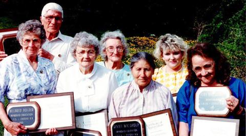 Members of the "Older American Program" learned it was never too late to obtain an education, or improve their life skills. All names are listed from left. Front row: Mildred Holder, Lillian Slaughter, Dina Wachacha Waldroup and Jura Mae Jordan. Back row: Chester Bradshaw, Oleta Nelms and Tri-County Community College GED Instructor Tonia Walsh. Photo courtesy of U.S. Forest Service