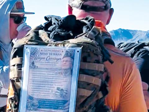 Former Graham County resident Greg Barker was not interested in the spotlight when he participated in the Bataan Memorial Death March last month. Instead, he wanted to honor the legacy of World War II veteran Wayne Carringer – and did so by wearing an information-filled placard on his pack throughout the marathon.