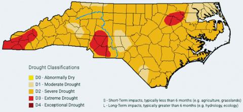 Graham County is 1-of-15 across North Carolina currently experiencing an “extreme” drought, as shown by this map released last week. Map courtesy of North Carolina Drought Management Advisory Council 