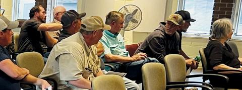 A group of county residents offer feedback at Friday's sanitation budget public hearing. Photo by Kevin Hensley/editor@grahamstar.com