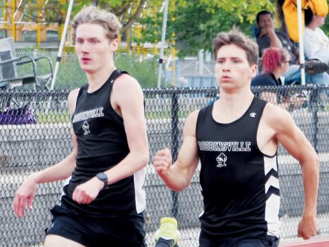 Robbinsville's Nathan Frederick (left) and Colton McCoy were named the respective MVPs of track and field events at April 29's Smoky Mountain Conference championship meet. Photo by Kevin Hensley/editor@grahamstar.com