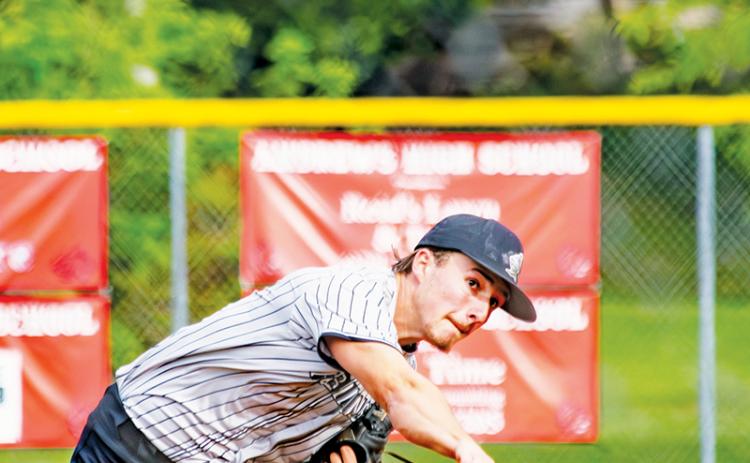 Robbinsville senior Luke Lovin delivers a pitch during the Black Knights' second-round playoff game Friday at Andrews. Lovin struck out 11 Wildcats across 5 1/3 innings. Photo by Cannon Crompton/Cherokee Scout